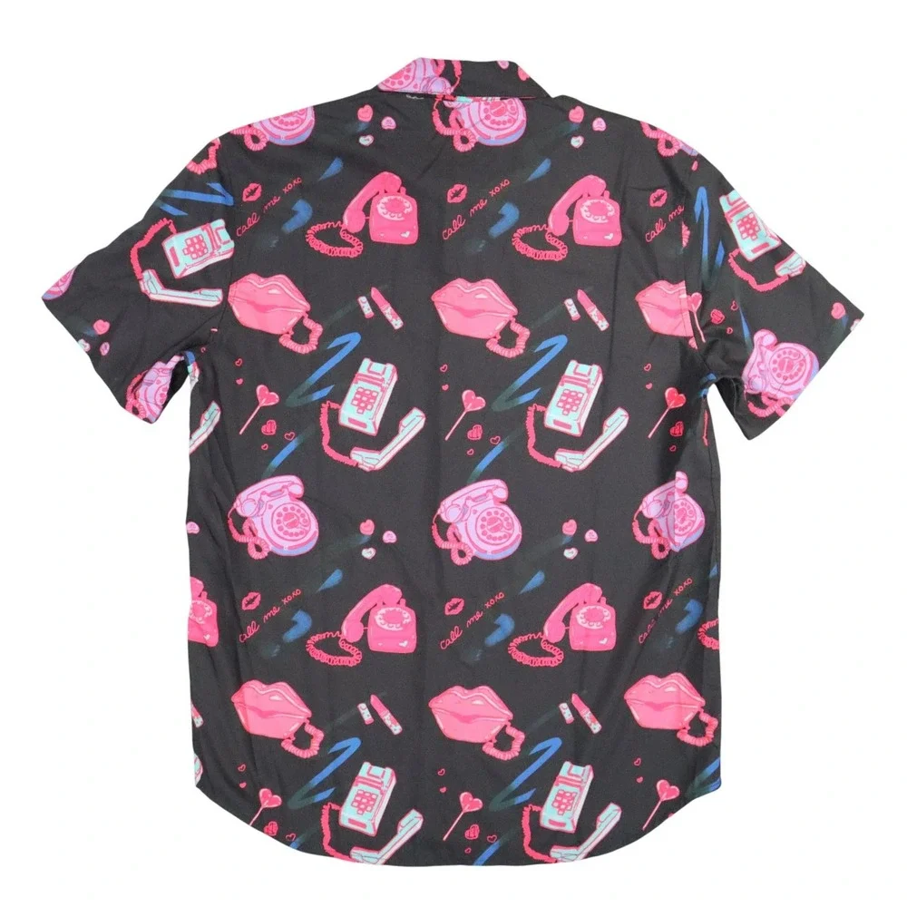 Uchuu‎ Summer Private Caller Hawaiian Shirt Medium Pink Telephone Kawaii Defunct